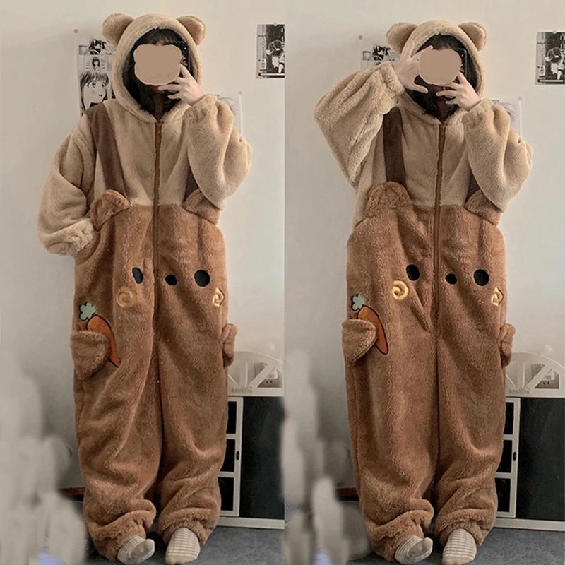 Top Trends: Flannel Anime Onesie Adults Animal Pijama Pajamas Set Women Men Cosplay Halloween Cartoon Pyjama Adults Winter Bear Sleepwear Shoppable Styles