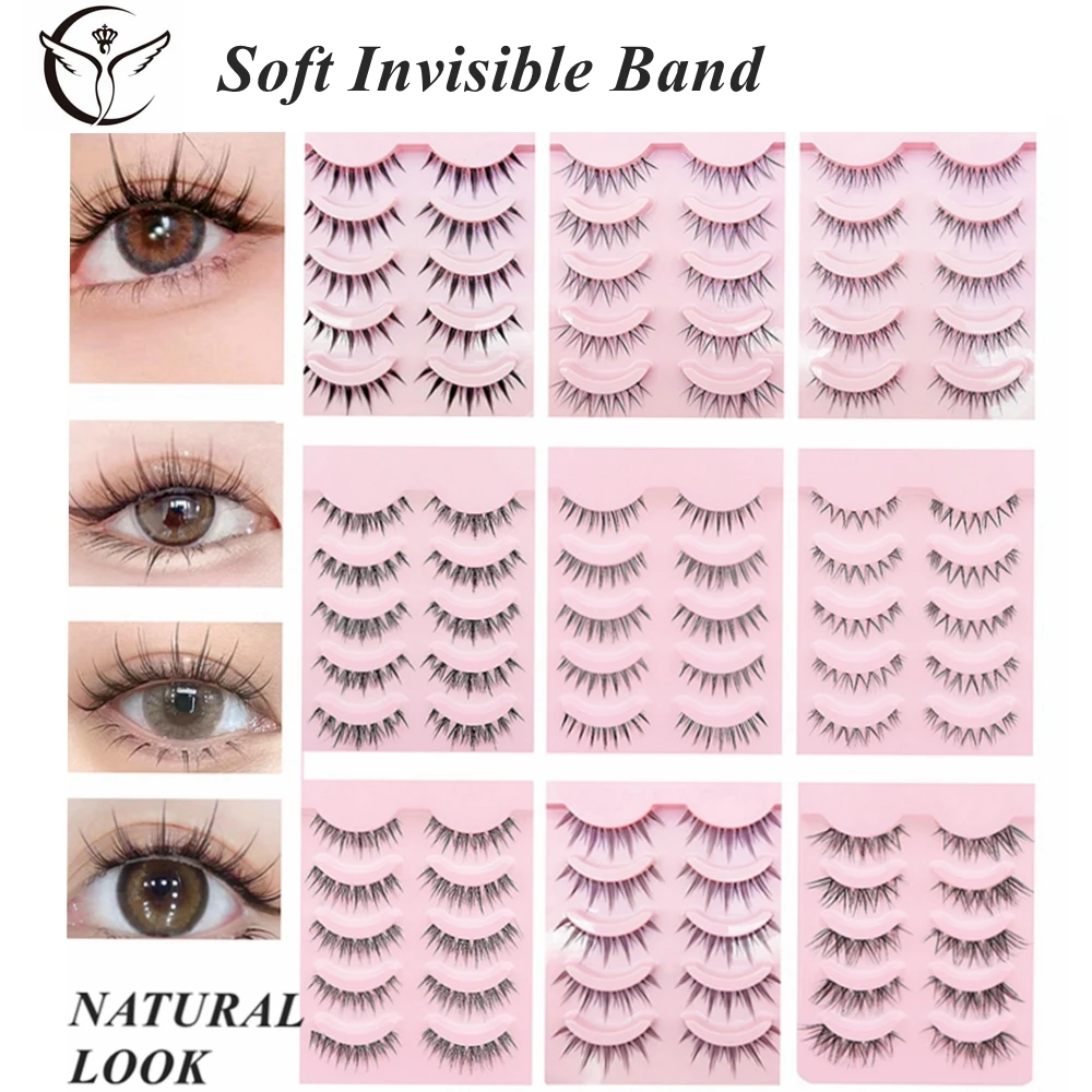 Top Trends: 5 Pairs False Eyelashes Soft Invisible Band Super Natural Lashes Faux Cils 3D Fake Eyelashes Extension Lots, Reusable For Makeup Shoppable Styles