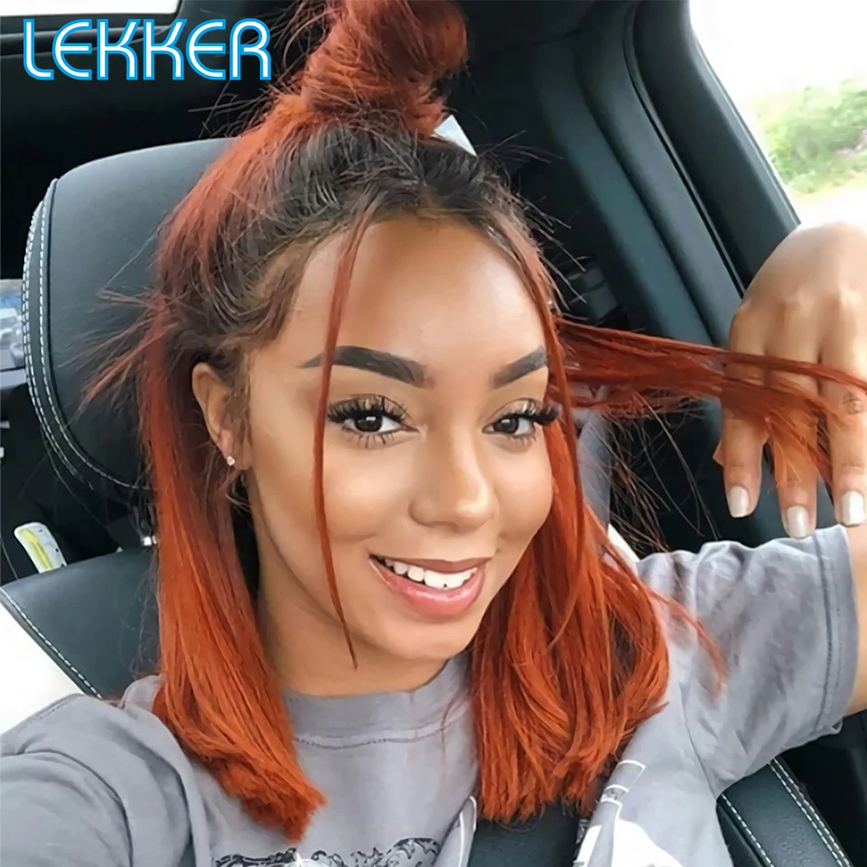 Top Trends: Lekker Ginger Brown Long Straight Bob Side Part Lace Front Human Hair Wig For Women Pre Plucked Glueless Brazilian Remy Hair 18 Shoppable Styles