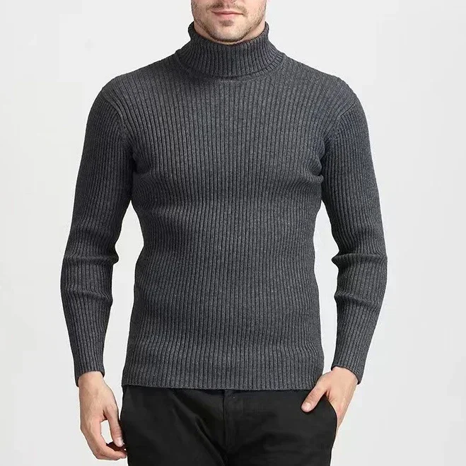 Top Trends: Winter Men Turtleneck Pullover Sweater Striped Solid Long Sleeve Base Shirt Men Clothing Casual Knitted Sweater 니트 Свитер Shoppable Styles