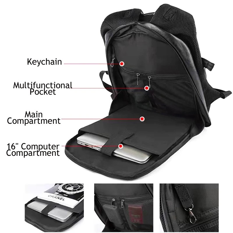 Top Trends: Leather Backpack For Men 15.6 Inch Laptop Backpack With USB Charging Waterproof Business Rucksack Anti Theft Travel Backpack Shoppable Styles - Image 3