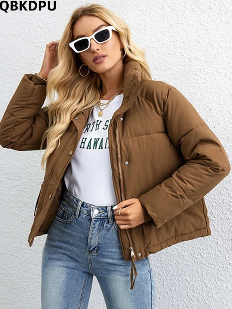 Top Trends: Streetwaer Cropped Padded Coat Winter Slim Women's Stand Collar Quilted Jacket Trend Down Cotton Cold Parkas Chaquetas Bomber Shoppable Styles