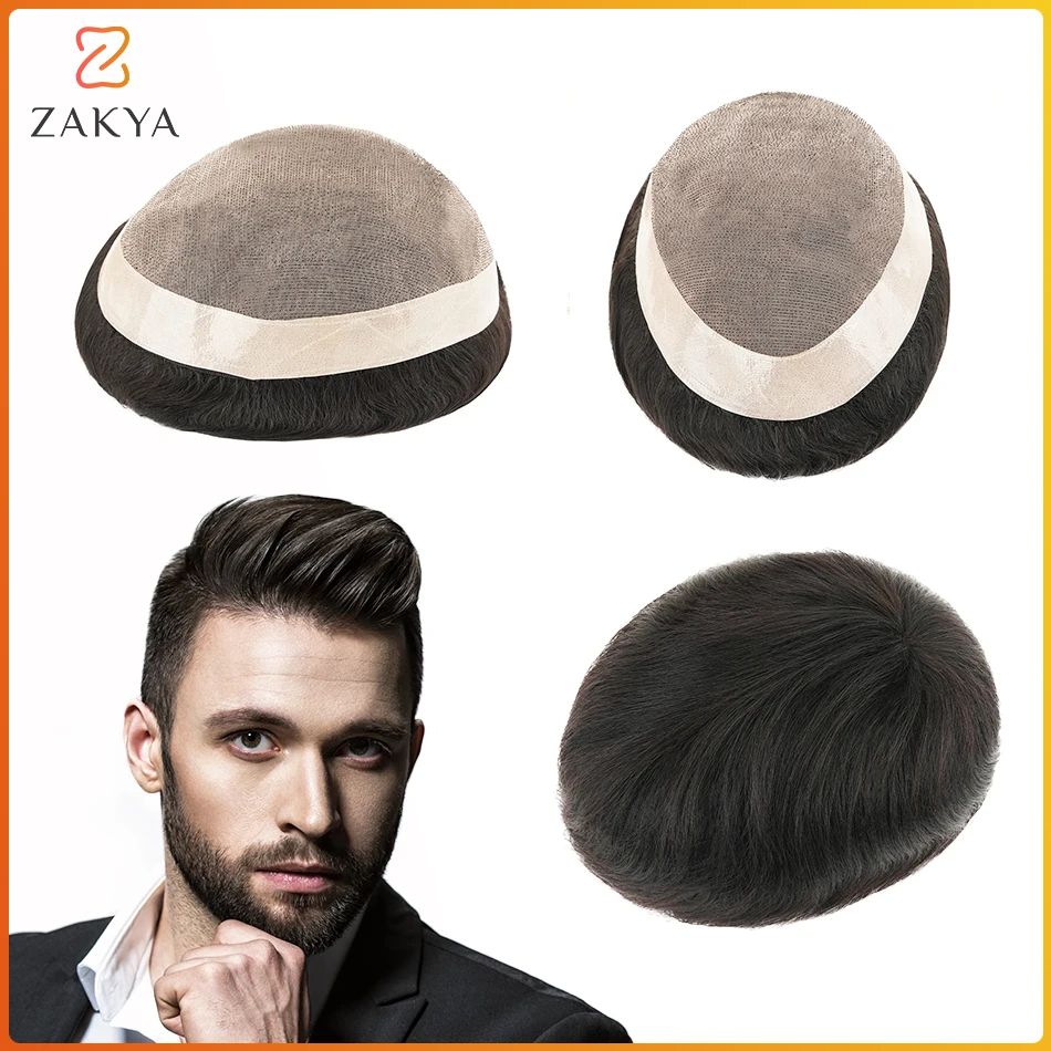 Top Trends: Mono Durable Human Hair Toupee Men Breathable Male Hair Prosthesis Capillary Men 130% Density 6" Male Wig Systems Shoppable Styles