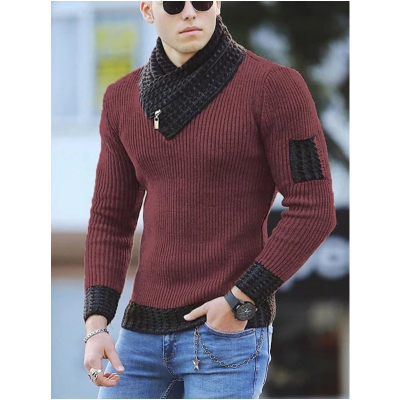 Top Trends: Men Turtleneck Sweaters Scarf High Collar Knitwear One Piece Sweater Korean Fashion Vintage Oversize 2023 Winter Men Clothing Shoppable Styles