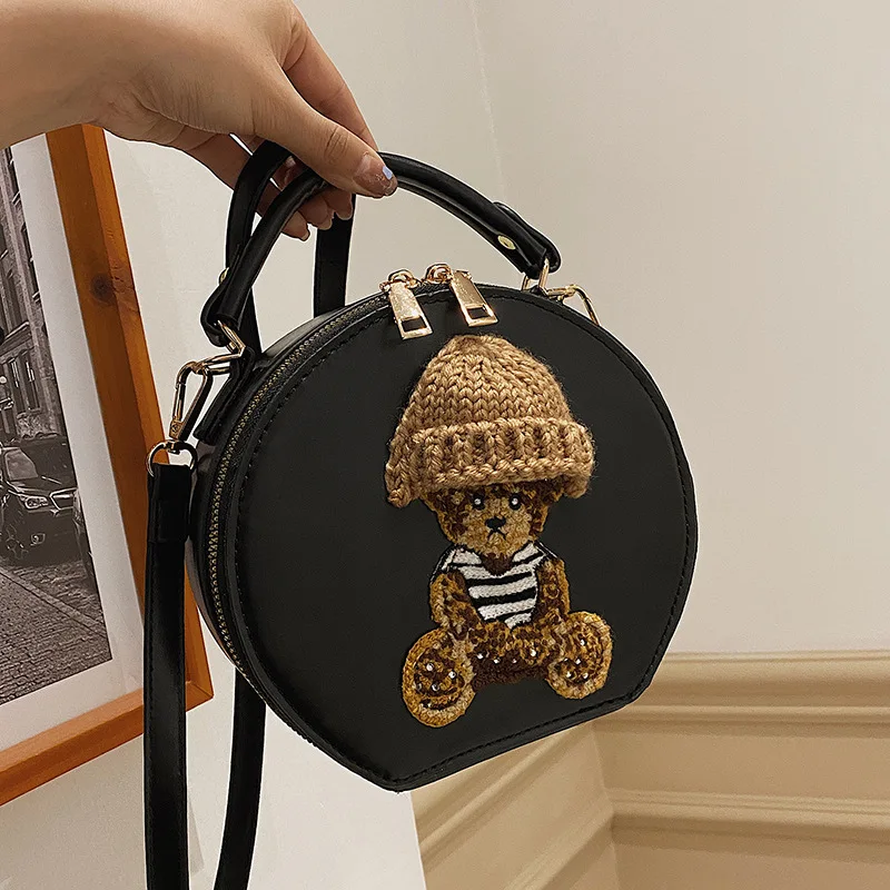 Top Trends: Cartoon Cute Bags For Women 2023 New Luxury Designer Handbag Bear Small Round Crossbody Bags Vintage Leather Shoulder Bag Woman Shoppable Styles