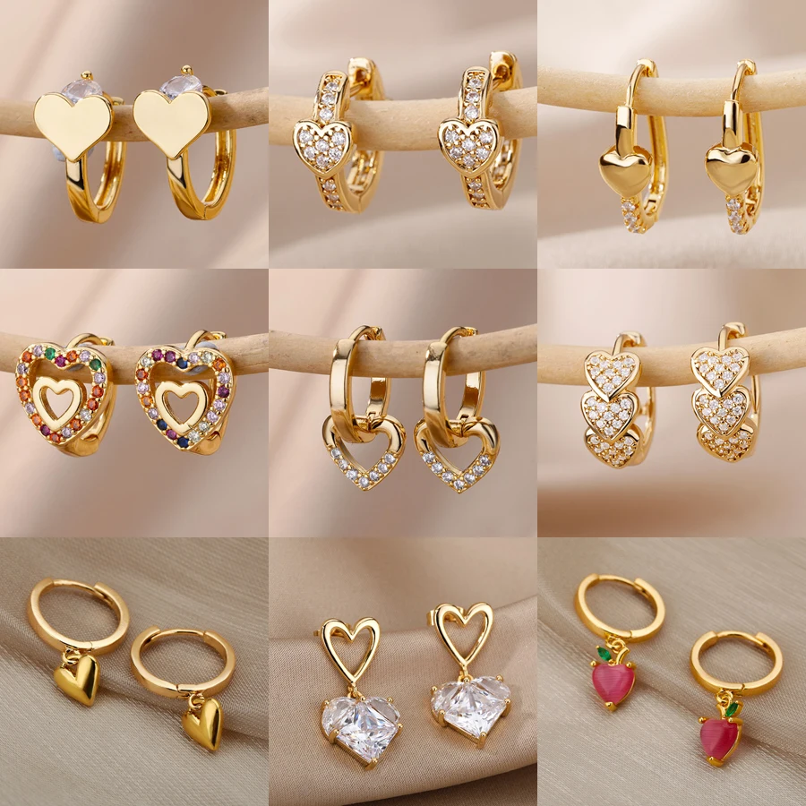 Top Trends: Zircon Heart Pendientes Earrings For Women Stainless Steel Gold Plated Piercing Earring 2024 Trend Accesory Jewelry Aretes Mujer Shoppable Styles