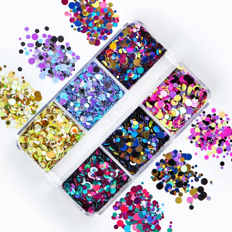 Top Trends: Circle Dot Glitter Sequins Nail Art Decoration Mix Color Round Flakes Designs For DIY Nail Polish Confetti Manicure Accessories Shoppable Styles - Image 6