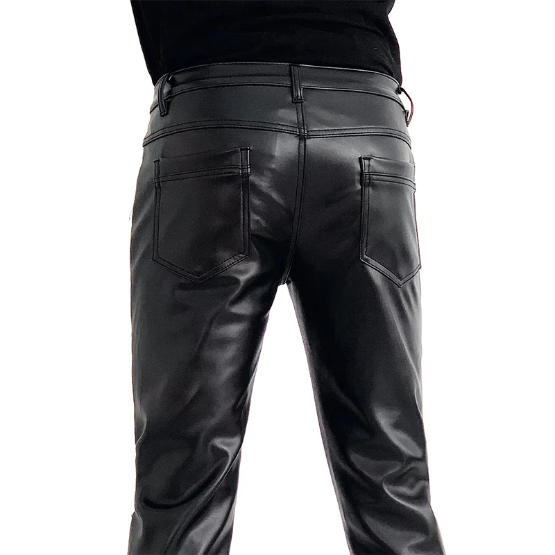 Top Trends: New Arrived Skinny Biker Leather Pants Mens New Faux Leather Biker Trousers For Male Trouser Stage Club Wear Shoppable Styles - Image 6