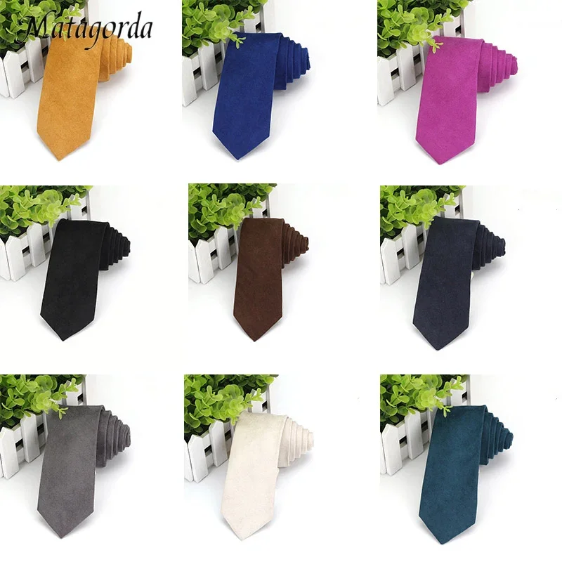 Top Trends: Fashion Cashmere Solid Color Men Necktie Faux Suede Ties 6CM Skinny Tie Waterproof Suede Fabric Gravata Neckwear Accessories Shoppable Styles