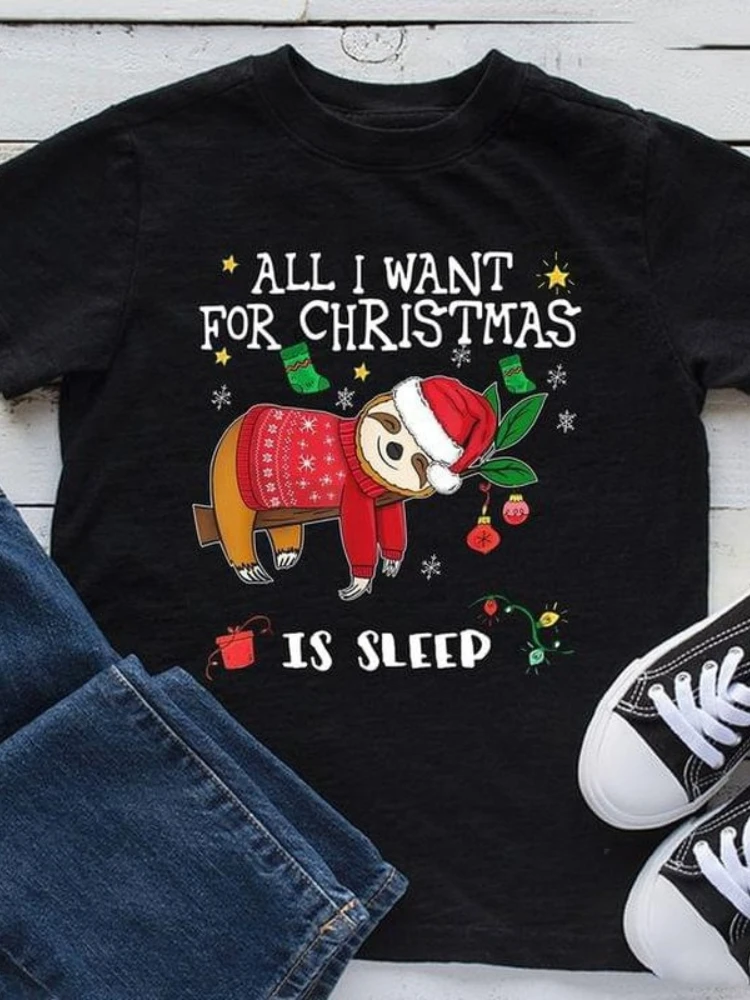 Top Trends: Christmas Sloth Print T Shirt Women Short Sleeve O Neck Loose Tshirt Summer Women Causal Tee Shirt Tops Camisetas Mujer Shoppable Styles