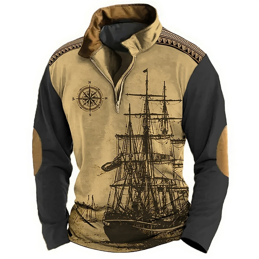 Top Trends: Vintage Polo Hoodies For Men 3d Nautical Printed Long Sleeve Sweatshirts Loose Oversized Men Clothing Fashion Casual Autumn Tops Shoppable Styles