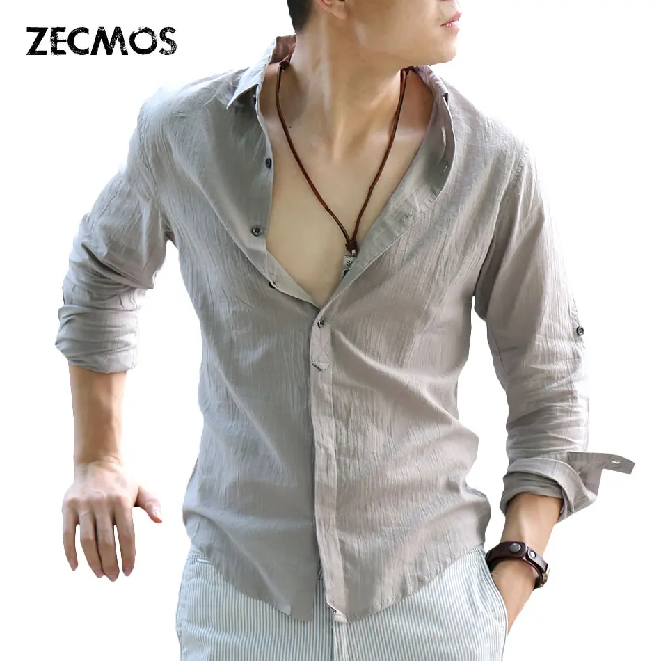 Top Trends: Zecmos Cotton Linen Shirts Man Summer White Shirt Social Gentleman Shirts Men Ultra Thin Casual Shirt British Fashion Clothes Shoppable Styles