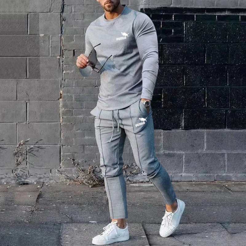 Top Trends: Men&#039;s Spring Autumn Round Neck Long Sleeved T-shirt Trousers Suit For Men Clothing Casual Fashion Sports 2 Piece Set Tracksuits Shoppable Styles