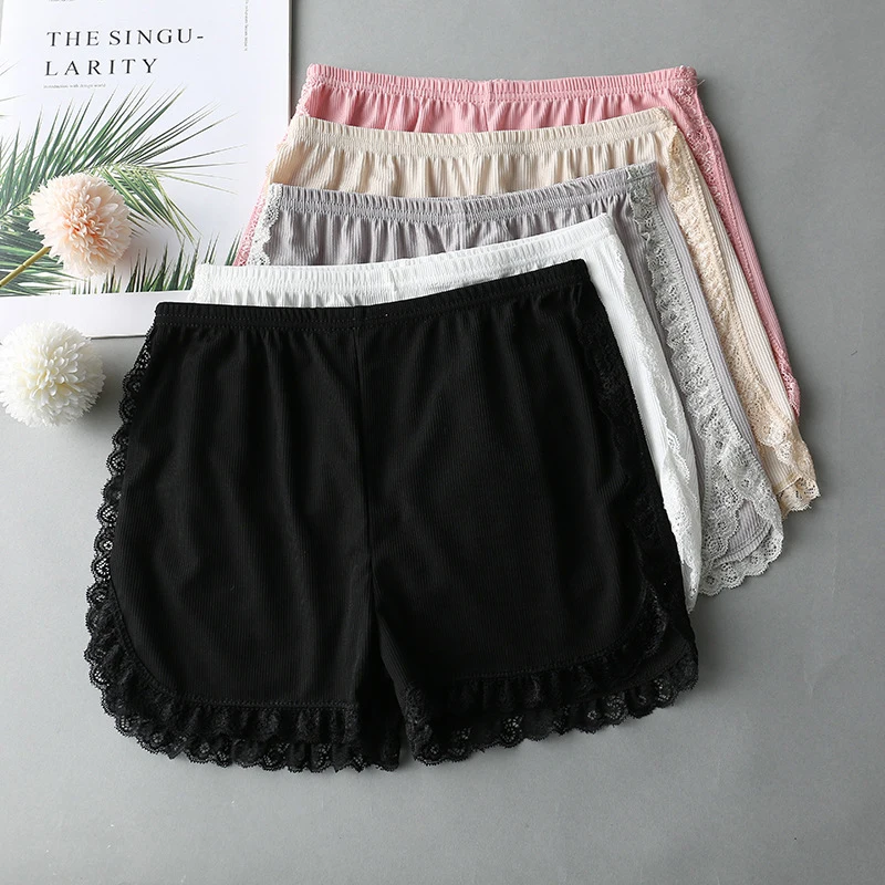 Top Trends: Women Spring Summer Same Color Side Lace Safety Shorts Pants Sweet Loose Elastic Home Sleep Shorts Nightwear Bottom Thin Pajamas Shoppable Styles - Image 4