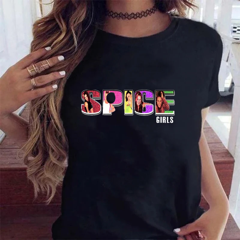 Top Trends: Spice Girls Print Women T Shirts Funny Cartoon Anime T-shirt Harajuku Graphic Top Tees Summer Casual Short Sleeve Tshirts Female Shoppable Styles