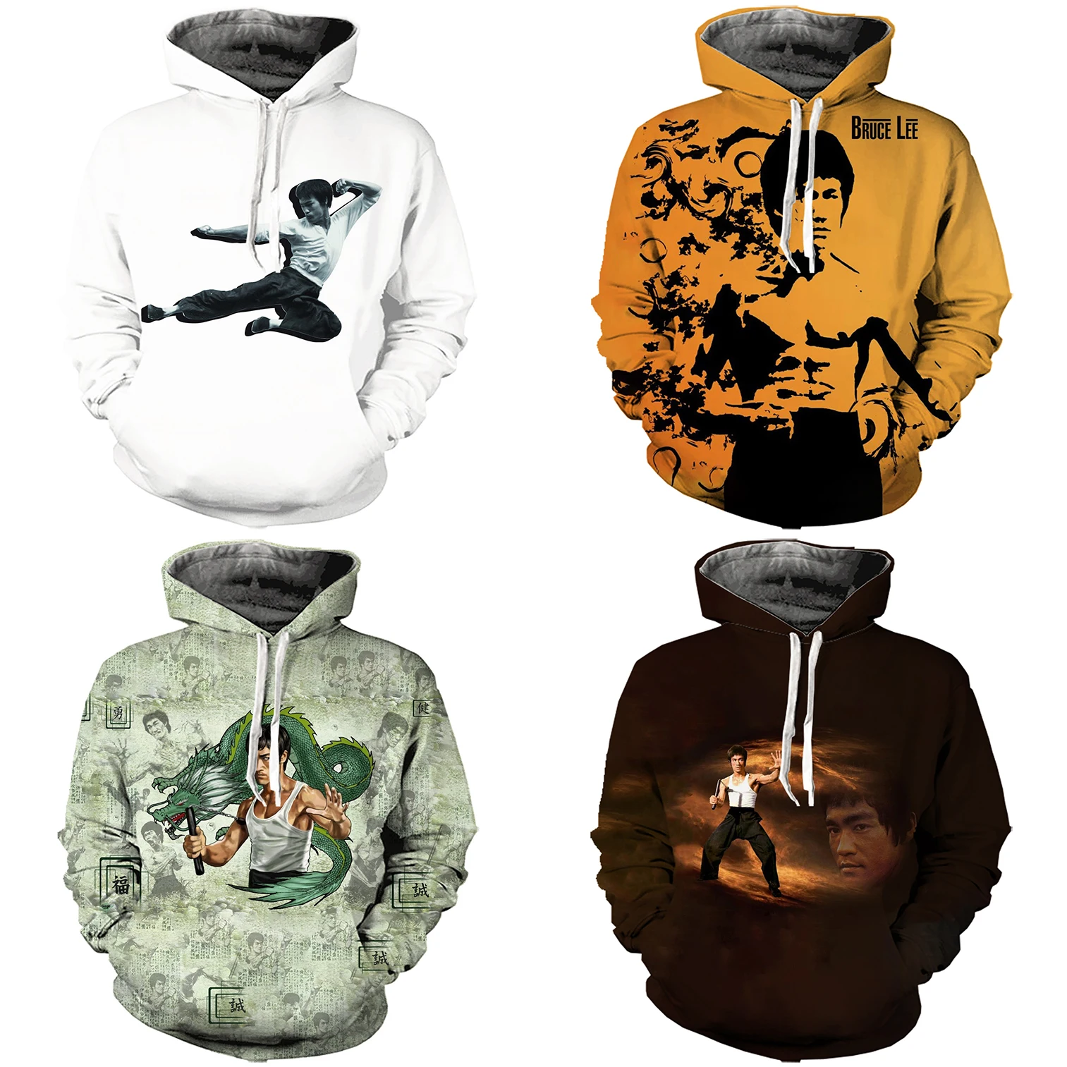 Top Trends: Newest Fashion Bruce Lee 3D Printed Hoodie Men / Women / Boy / Girl / Kids / Child Kong Fu Long-sleeved Drawstring Pullover Sweatshirt Shoppable Styles