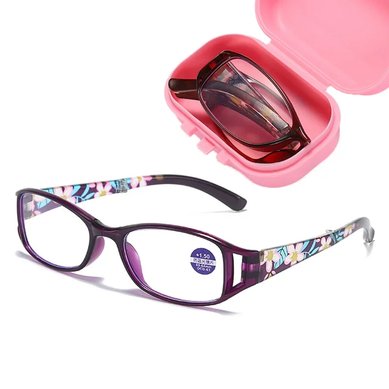 Top Trends: Folding Anti-blue Light Reading Glasses With Box Women Flower Full Frame Portable Farsight Eyeglasses Diopters + 1.0 To + 4.0 Shoppable Styles