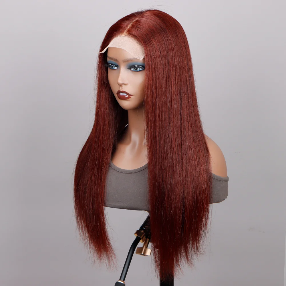 Top Trends: Reddish Brown Straight Lace Front Human Hair Wigs 13x4 13x6 Hd Frontal Wig Pre Plucked Dark Red Brown 4x4 Closure Glueless Wig Shoppable Styles