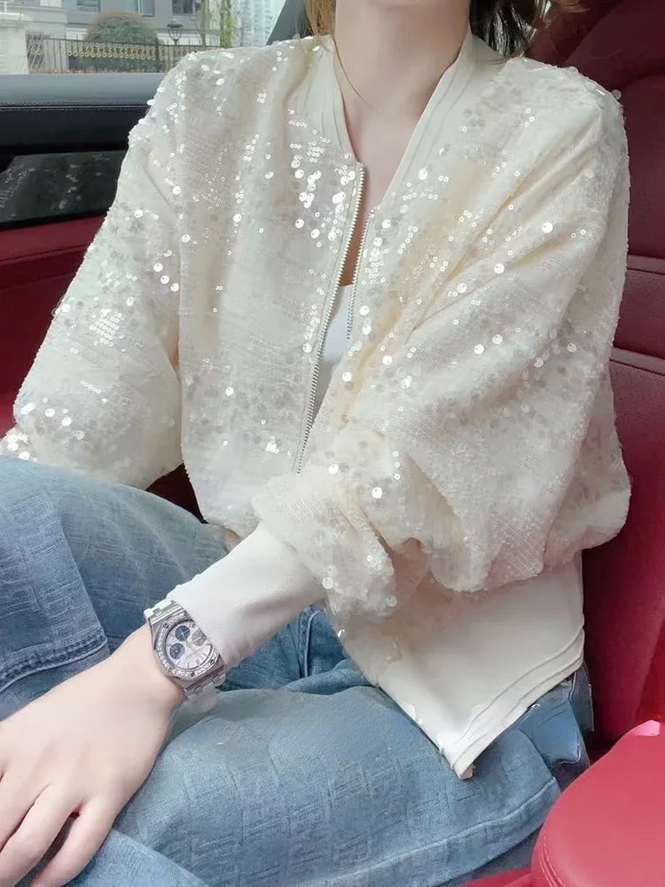 Top Trends: Spring Summer Long Sleeve Jacket Sequins Sun Protection Loose Thin Section Casual Baseball Suit Korean Fashion Jacket Shoppable Styles