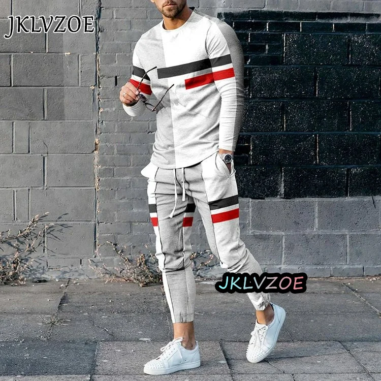 Top Trends: Fashion Luxury Tracksuit Men Casual Sportwear Long Sleeved Tshirt+ Trousers 2 Piece Sets Jogger Sportswear Suit 3D Print Clothes Shoppable Styles