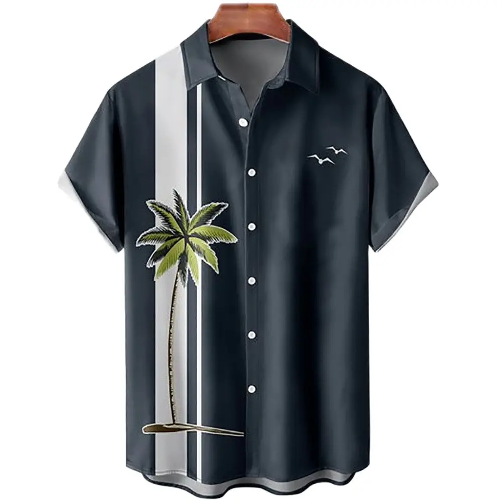 Top Trends: Summer Hawaiian Shirt Men Coconut Tree Printed For Men Holiday Beach Short Sleeve Tops Vintage Clothes Oversized Blouse Streetwe Shoppable Styles