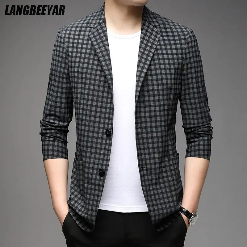 Top Trends: Top Grade Traceless Classic Expensive New Brand Casual Fashion Designer Suit For Men Blazer Jacket Plaid Coat Men's Clothing Shoppable Styles