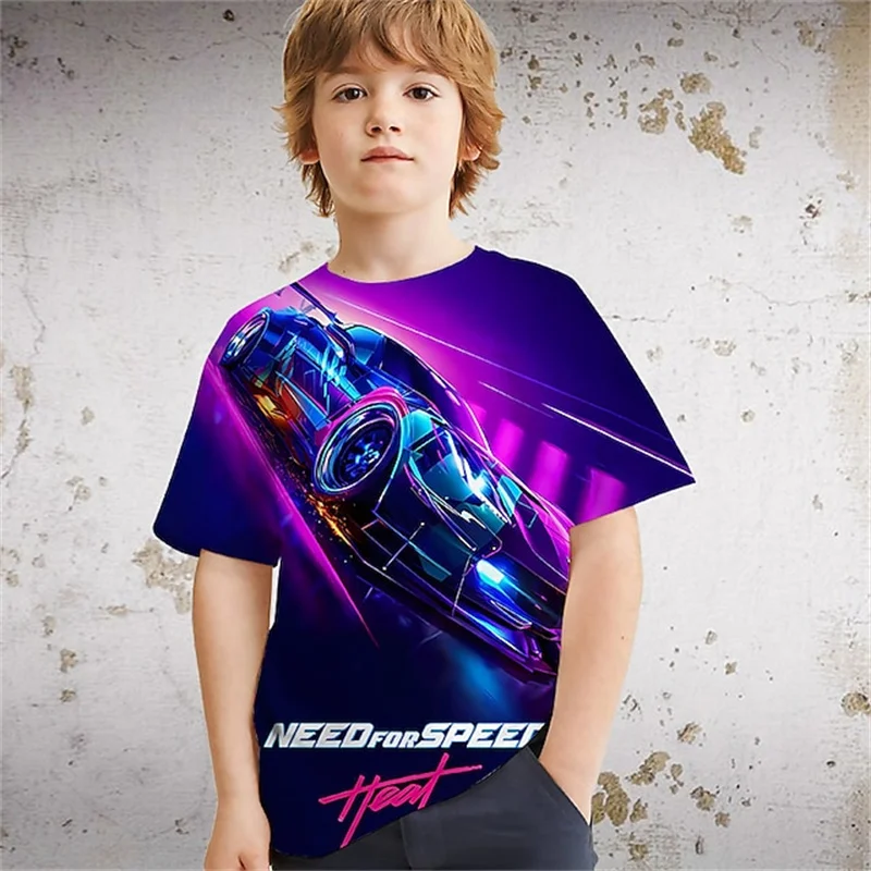 Top Trends: Boys' Autumn Racing 3D Printed T-shirt For Teenagers Aged 4 To 12 With Short Sleeve Sports Vitality Children's T-shirt Shoppable Styles - Image 2