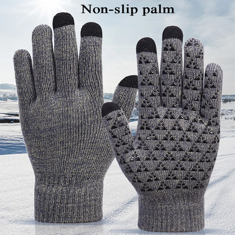 Top Trends: Winter Thicken Knitted Gloves Outdoor Thermal Windproof Driving Mittens Anti Slip Touchscreen Wrist Gloves Men Fishing Mittens Shoppable Styles