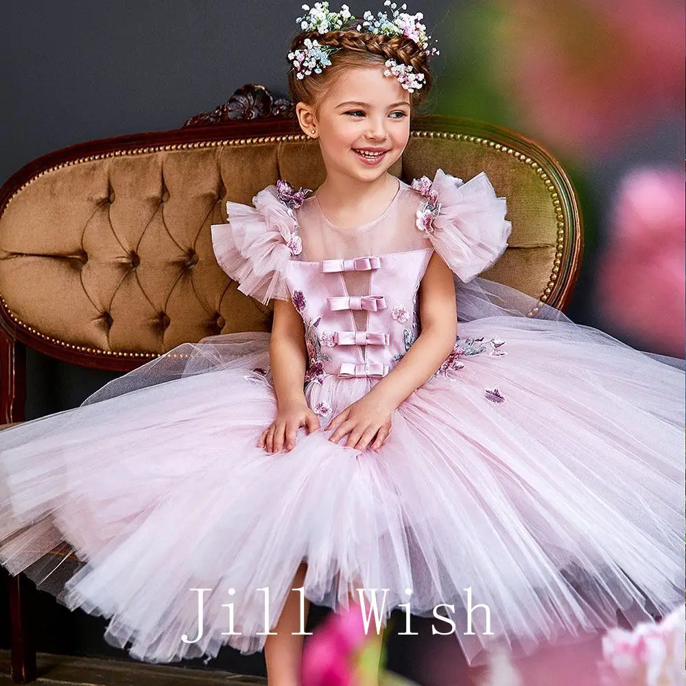 Top Trends: Jill Wish Cute Elegant Dubai Sage Girl Dress Princess Baby Kids Wedding Birthday Party Evening Gown Communion Pageant 2024 J175 Shoppable Styles