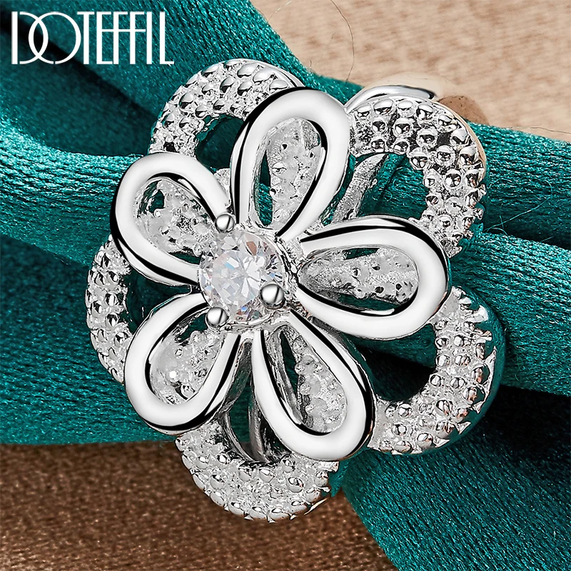 Top Trends: DOTEFFIL 925 Sterling Silver Big Flower AAA Zircon Ring For Women Man Fashion Wedding Engagement Party Charm Jewelry Shoppable Styles