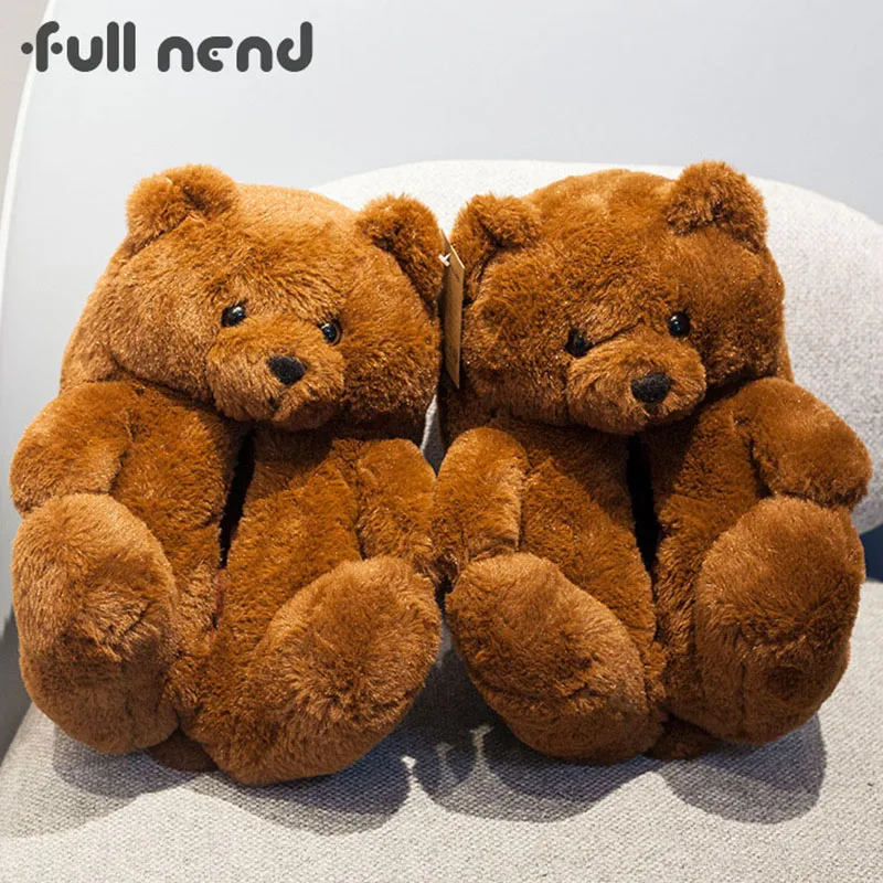 Top Trends: Teddy Bear Women Christmas Plush Slippers Cartoon Cute Bear House Slipper Couple Fuzzy Faux Fur Slides Women Furry Indoor Shoes Shoppable Styles