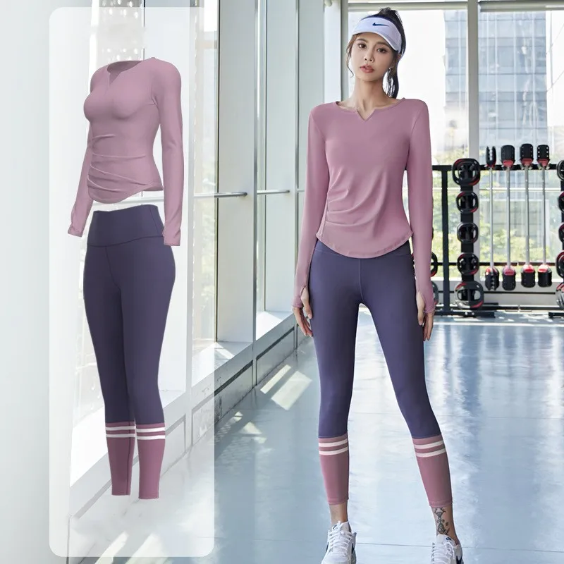 Top Trends: Women Workout Clothing Gym Yoga Set Fitness Sportswear Pant + Sports T-shirt Seamless Leggings Active Wear Outfit Suit Shoppable Styles