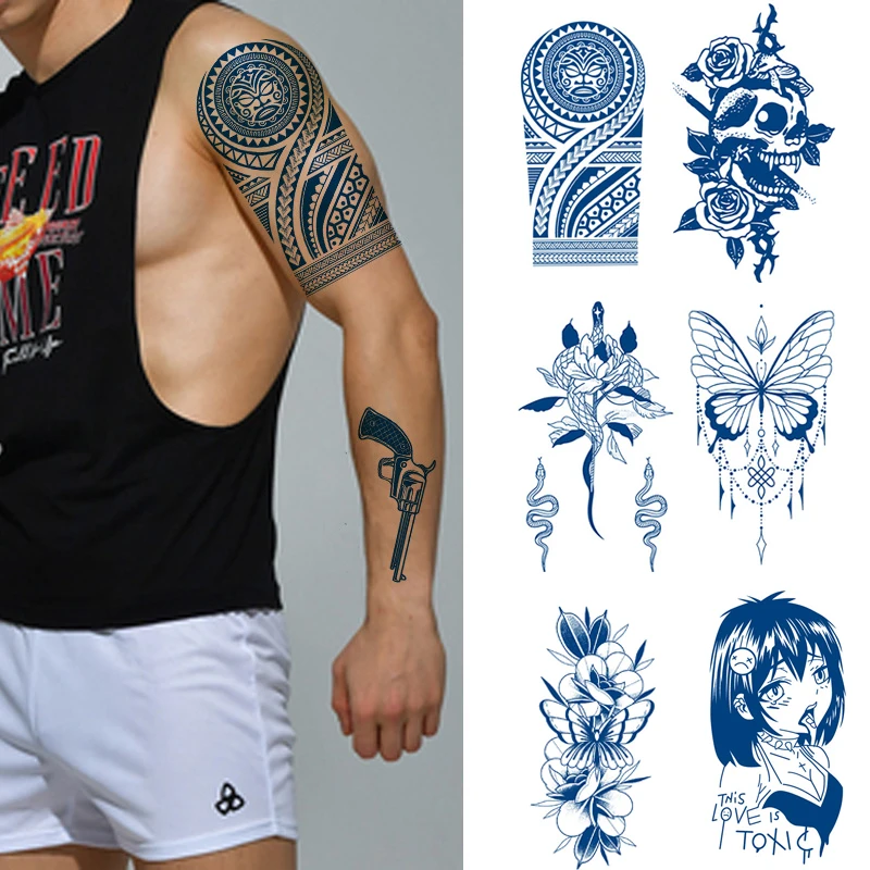 Top Trends: Herbal Juice Ink Tattoos Body Art Lasting Waterproof Temporary Tattoo Sticker Rose Flower Spaceman Anime Arm Fake Tatoo Stickers Shoppable Styles