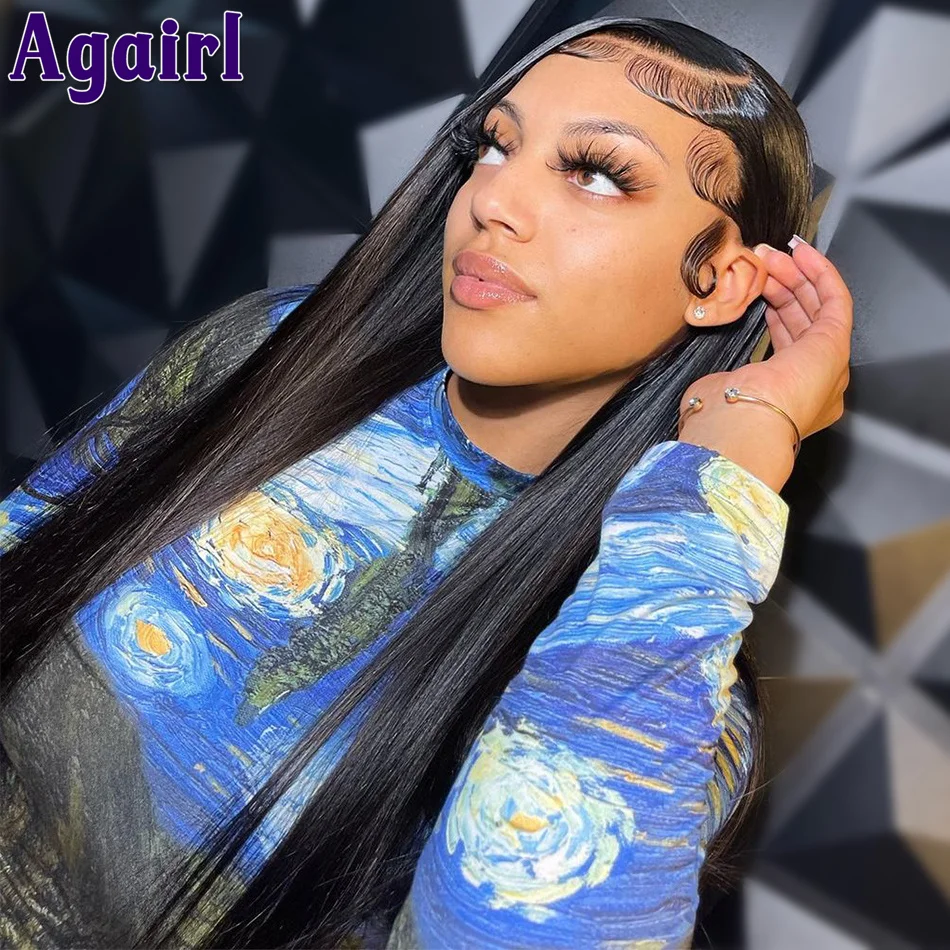 Top Trends: Highlight Sky Blue Straight Lace Frontal 13X4 13x6 Human Hair Wigs Brazilian Transparent Lace Closure 4X4 5X5 Lace Front Wig Shoppable Styles - Image 6