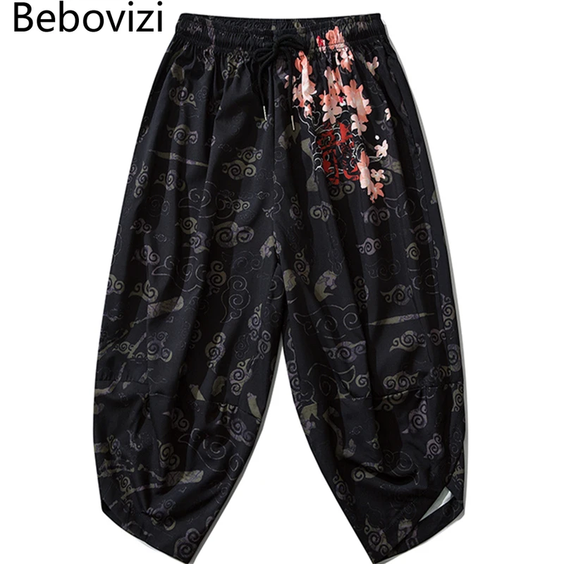 Top Trends: Bebovizi Thin Japanese Kimono Pants Women Men Samurai Black Harem Pants Loose Elastic Waist Chinese Style Cosplay Trousers Shoppable Styles