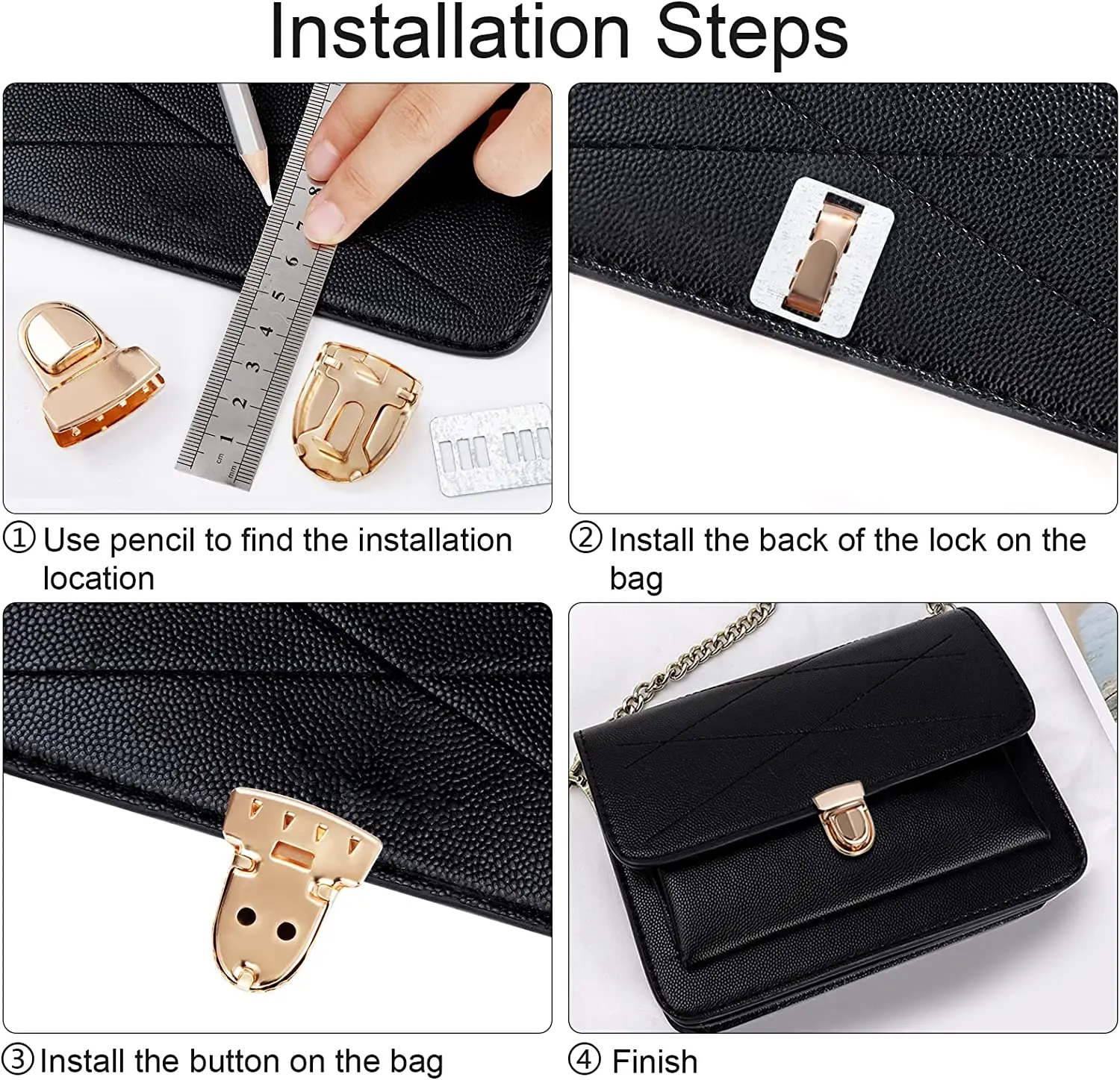 Top Trends: 5pcs Bag Press Lock Gold Silver Metal Clasp Catch Buckles For Handbags Shoulder Closures Snap Making Purse Case Tote Accessories Shoppable Styles - Image 5