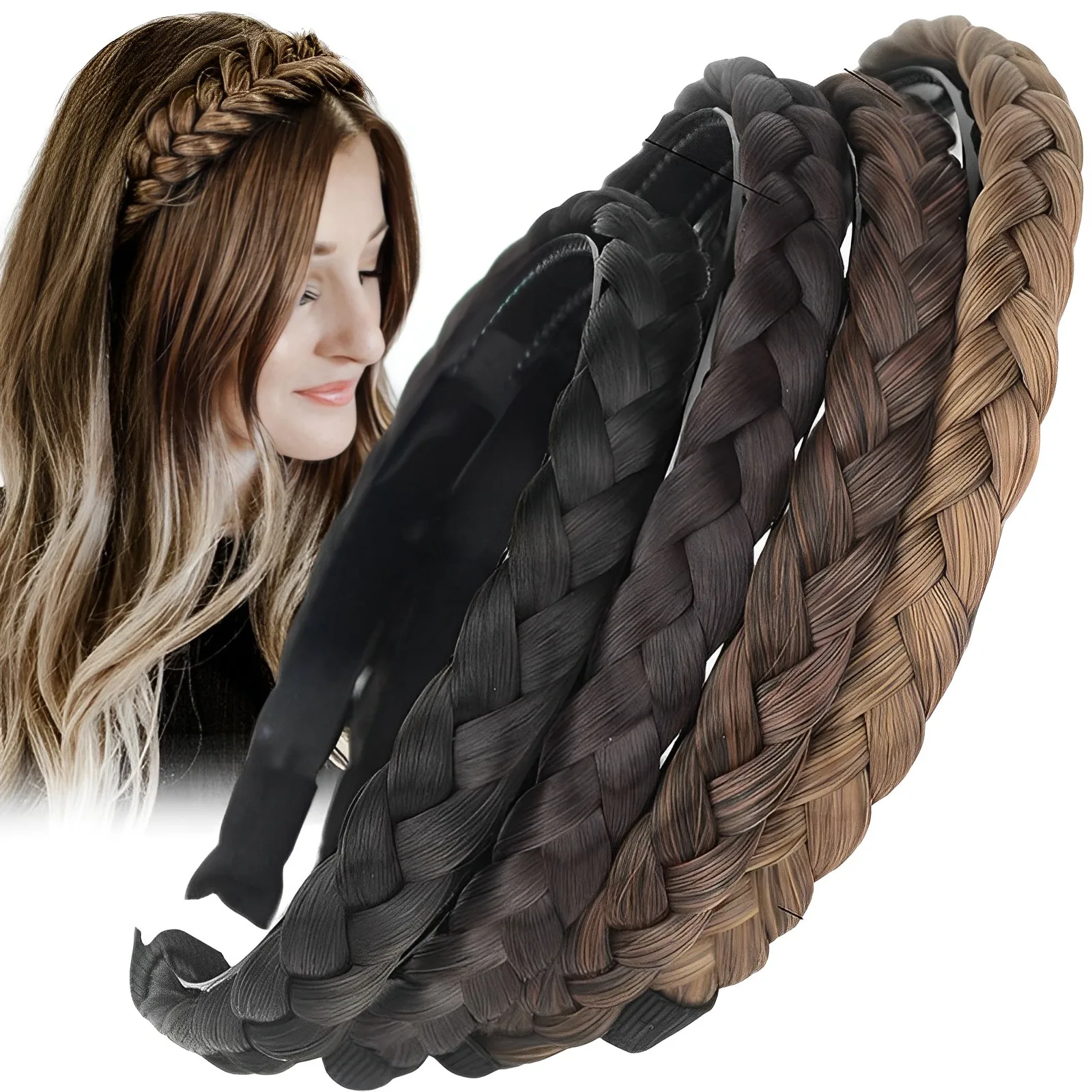 Top Trends: Wig Twist Headbands For Women Wide Fishbone Braids Hairbands Handmade Retro Head Hoop Hair Styling Headwear Hair Accessories Shoppable Styles