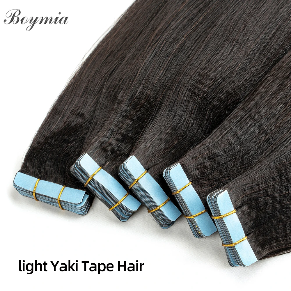 Top Trends: Light Yaki Straight Tape Ins Human Hair Extensions Brazilian Human Hair Bundles Skin Weft Invisible Tape Yaki Hair Extensions Shoppable Styles