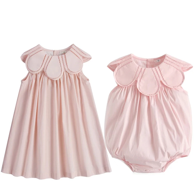 Top Trends: Girls Cute Summer Dress For Toddler Kids Cotton Outfit Boy Baby Jumpsuit Sister Brother Clothes Girl Sleeveless Pink Dresses Shoppable Styles