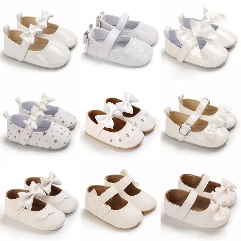 Top Trends: White Newborn Soft Soles Girl Baby Shoes Non-slip Rubber Soles Lovely Princess Shoes Breathable Leather Baby Walking Shoes Shoppable Styles