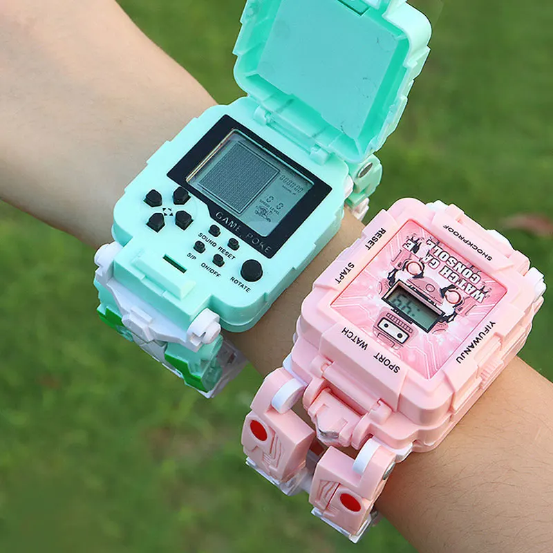 Top Trends: Children's Toy Watch Car Man Deformation Small Toys Children Game Wrist Watch Tetris Watches Kids Watch For Girls Boys Shoppable Styles - Image 2