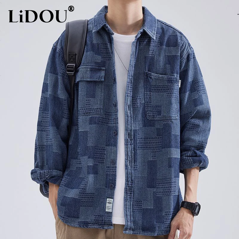 Top Trends: Spring Autumn New Fashion Temperament Trend Japanese Denim Jacket Man Simple Casual Loose Vintage Male Tops Streetwear Clothes Shoppable Styles