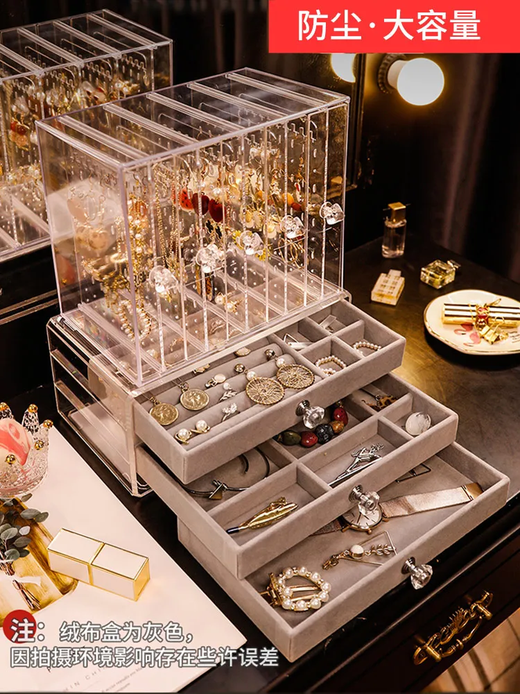 Top Trends: Luxury Jewelry Storage Box Organizer For Girl Earrings Display Rack Large Transparent Acrylic Jewelry Storage Box Drawer Gift Shoppable Styles