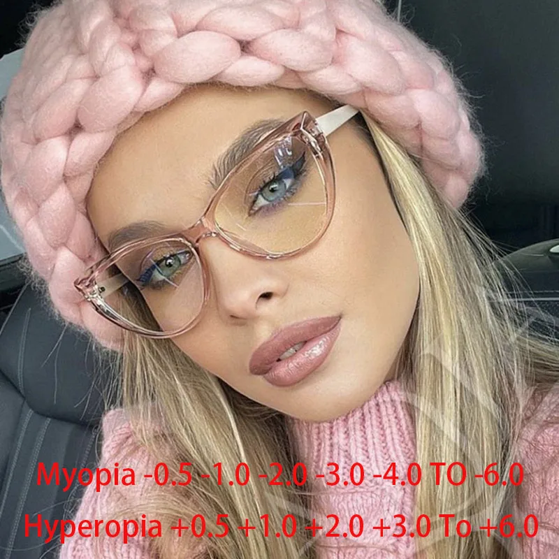 Top Trends: Retra Cat Eye Frame Clear Lens Glasses Simple Myopia Nerd Spectacles Degree -0.5 -1.0 -2.0 -3.0 -4.0 To -6.0 Shoppable Styles