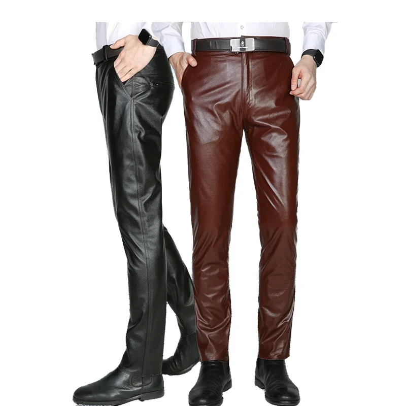 Top Trends: Men&#039;s Leather Pants Autumn And Winter Genuine Fleece Pants Youth Thickened Pants The First Layer Cowhide Pants Goatskin Pants Shoppable Styles