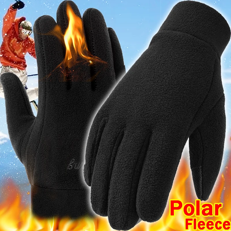 Top Trends: Winter Warm Gloves Men Thermal Polar Fleece Thick Windproof Outdoor Running Skiing Cycling Mittens Touchscreen Snow Glove Shoppable Styles