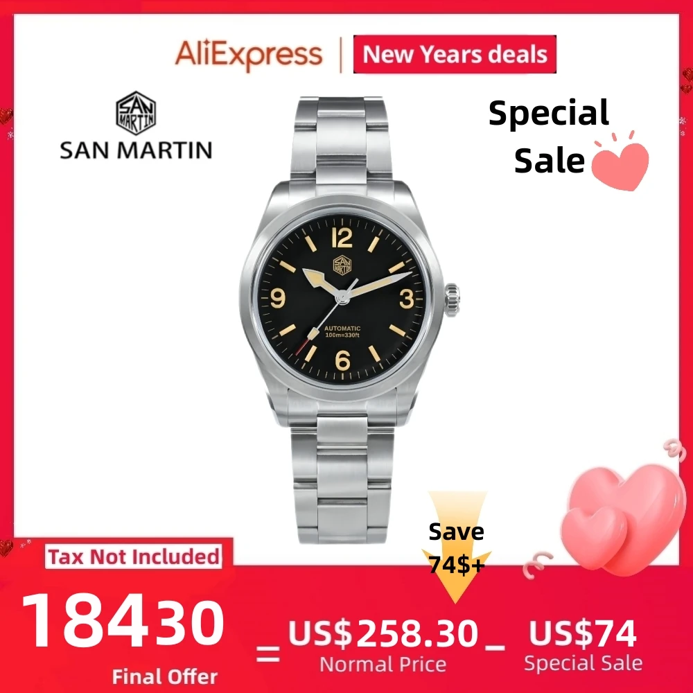 Top Trends: San Martin 36mm Luxury Watch Men Mechanical Automatic Wristwatch Climbing NH35 Luminous Sapphire 10Bar Erkek Kol Reloje SN0107x Shoppable Styles