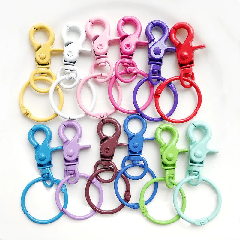 Top Trends: 10pcs Colorful Dog Buckle Keychain Lobster Clasp Hooks With Round Key Ring DIY Jewelry Making Key Ring Accessories Wholesale Shoppable Styles