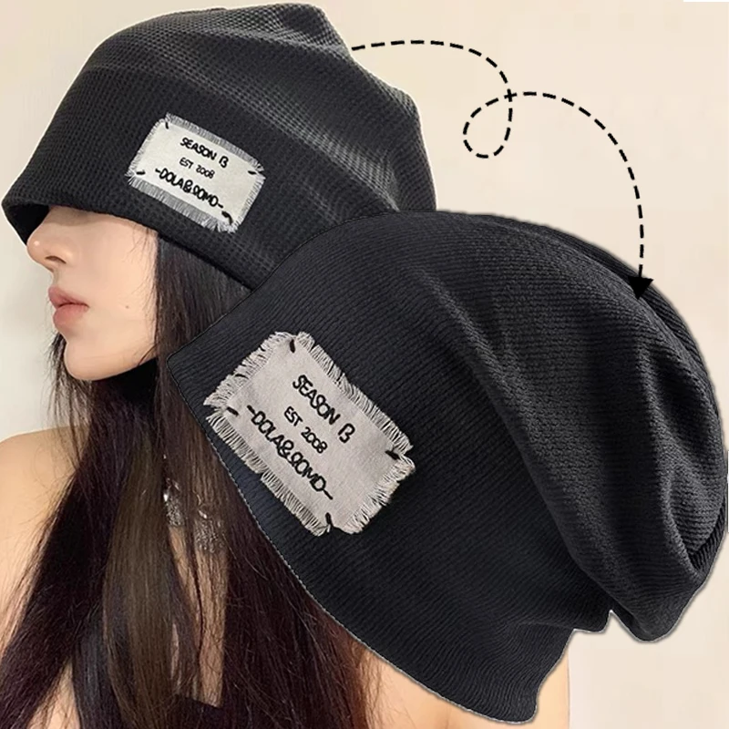 Top Trends: Winter Bonnet Hat For Men And Women Fashion Warm Solid Color Skullies Beanies Letter Casual Turban Hats Hip Hop Slouchy Beanies Shoppable Styles