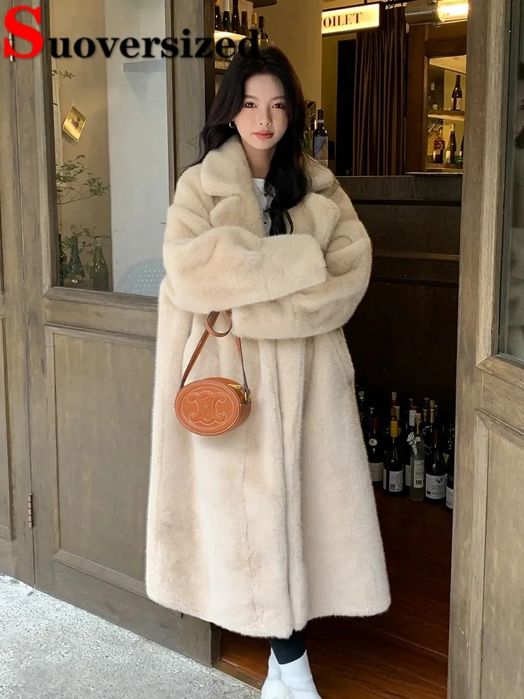 Top Trends: Thicken Warm Long Faux Fur Jackets Loose Warm Imitate Mink Coats Korean Winter Furry Padding Outerwear Women Luxury Overcoat Shoppable Styles